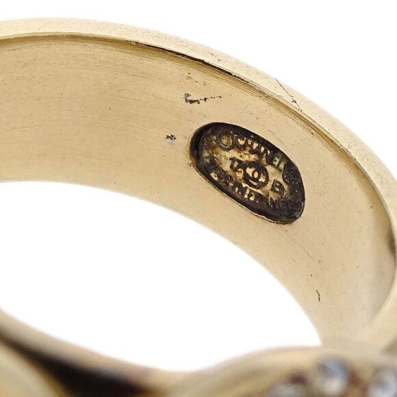 Chanel Ring Gold Rhinestone Star CC Crescent Moon - Picture 4 of 4